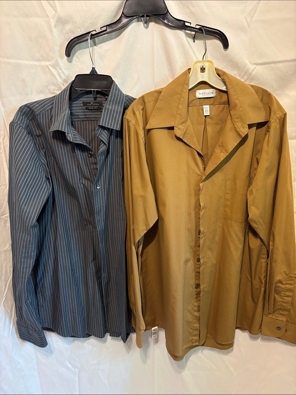 Men’s dress shirts -2. Marc Anthony / Van Heusen. Dk grey/teal, golden brown - Picture 1 of 7